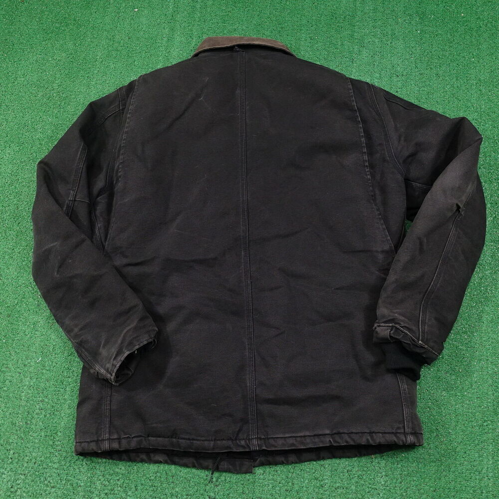 VINTAGE CARHARTT C26 BLK FULL ZIP QUILT‎ LINED DUCK CANVAS JACKET SIZE XL - Picture 8 of 12